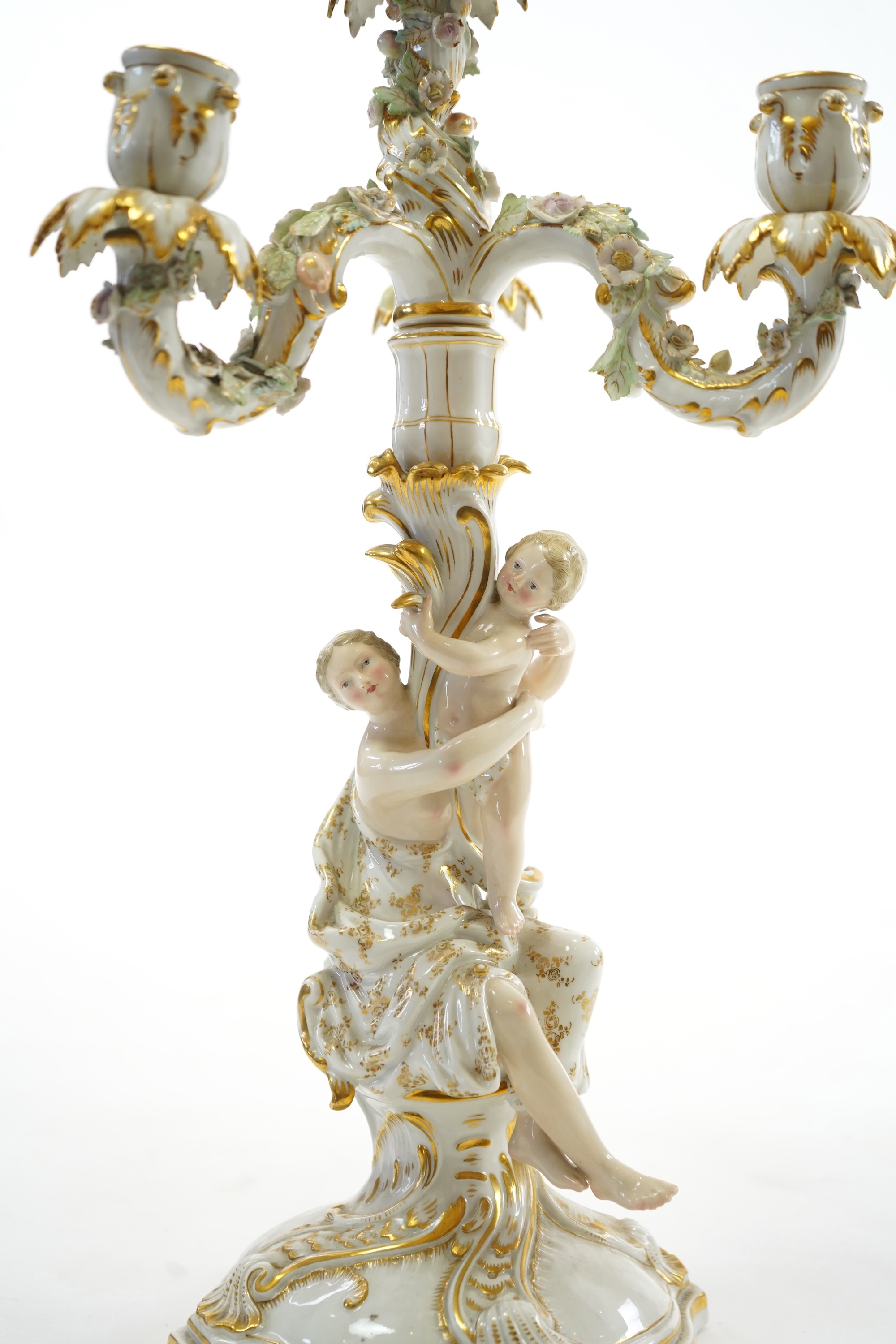 A Meissen figural candelabra, late 19th century